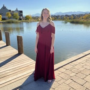 Chicas long burgundy formal dress.